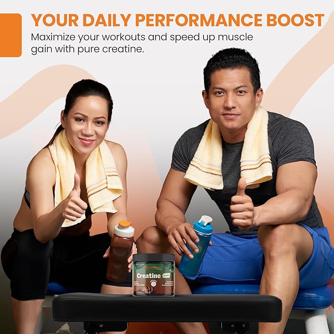 EarthNutri Creatine Monohydrate Powder - Pure Creatine Supplement for Muscle Strength, Strength &