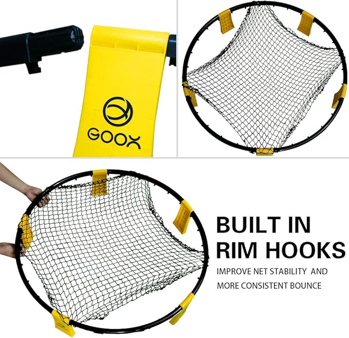 GOOX Outdoor Beach Ball Games with Carrying Bag, 3 Balls, Net and Strip Light (ONLY for Light Up