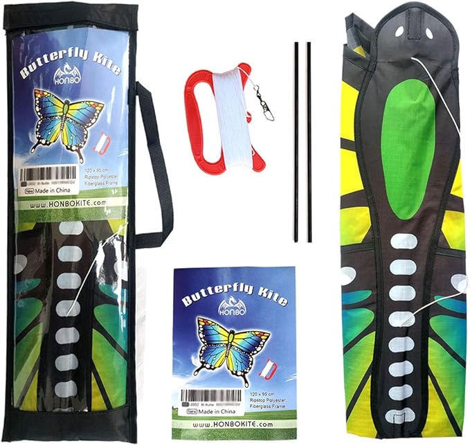 HONBO Butterfly Kites for Kids & Adults,55" x 28" Large Beginner Kite for Kids Ages 4-8,Easy to Fly