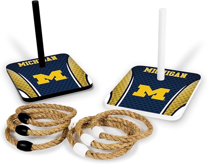Solid Wood College Quoits Set with Direct Print HD Team Graphics – Tailgate Ring Toss Game – Great