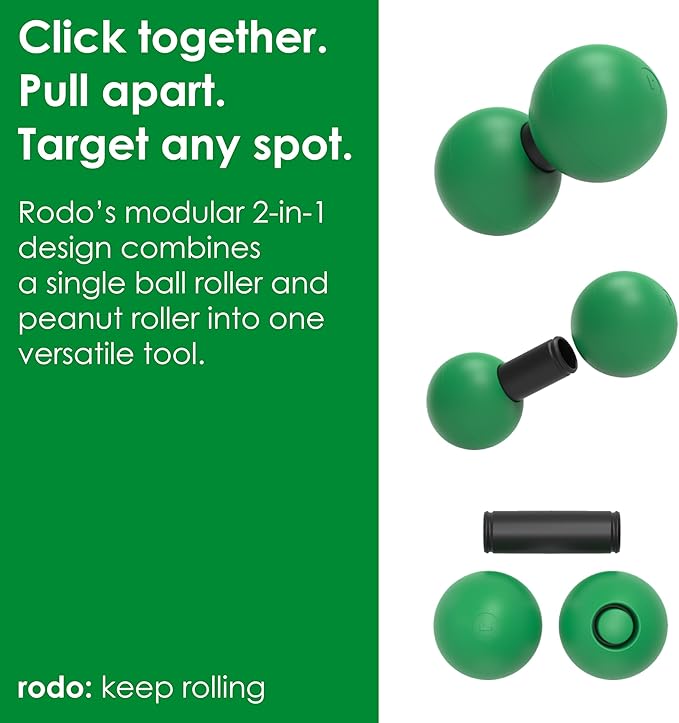 Rodo 2-in-1 Medium Peanut & Lacrosse Ball Roller | Deep Tissue Massage Tool for Fascia, Plantar