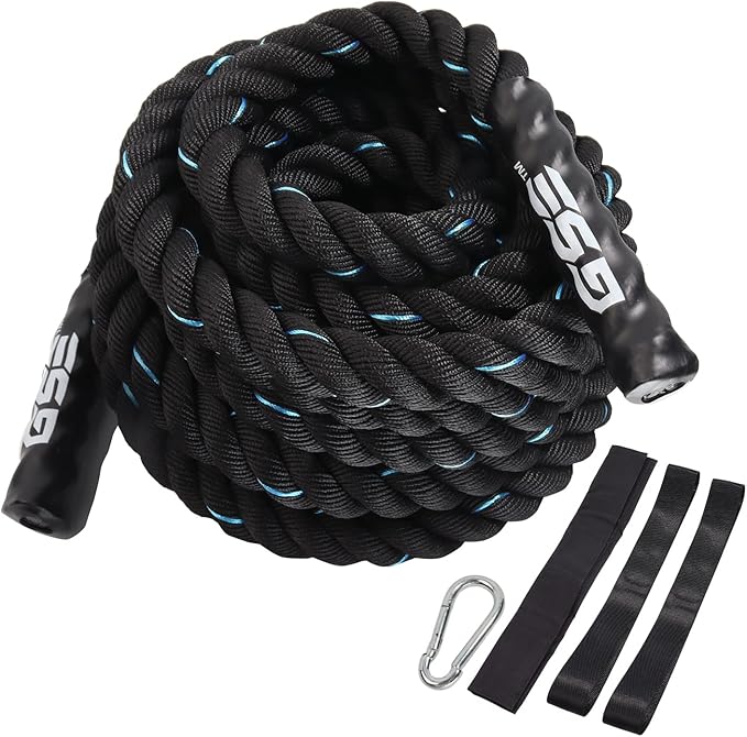 GSE Games & Sports Expert Gym Battle Rope, Heavy-Duty Workout Ropes for Indoor & Outdoor Workout