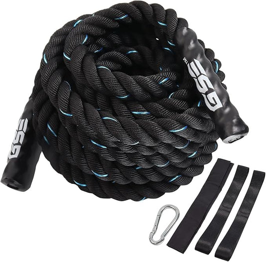 GSE Games & Sports Expert Gym Battle Rope, Heavy-Duty Workout Ropes for Indoor & Outdoor Workout