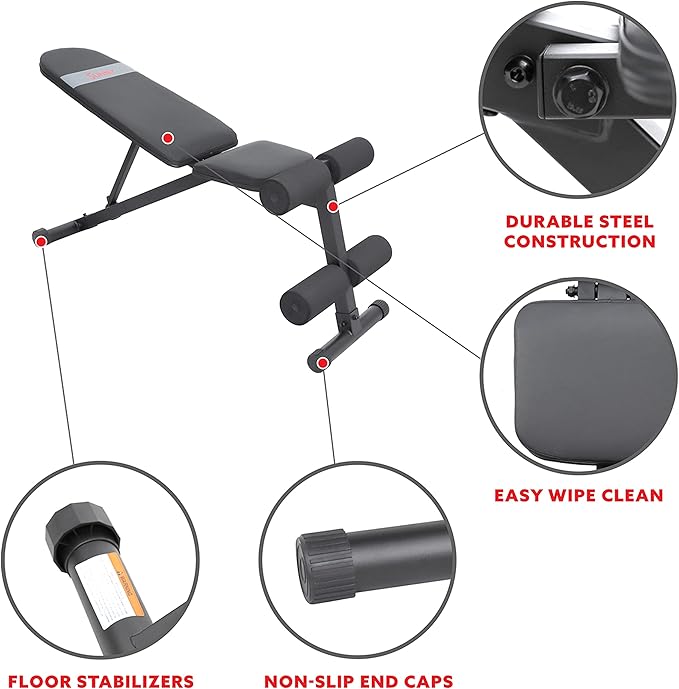 Sunny Health & Fitness Compact Premium Incline Bench Press Bar Rack Set & Optional Leg Extension