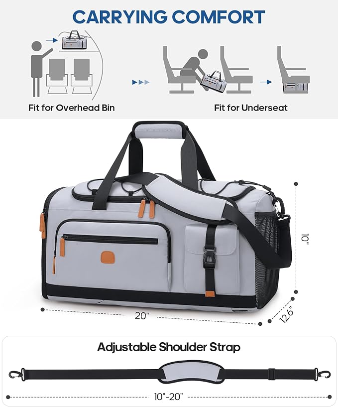 Gym Bag for Men and Women with Shoe & Laptop Compartment, 3-in-1 Sports Travel Duffel Bag