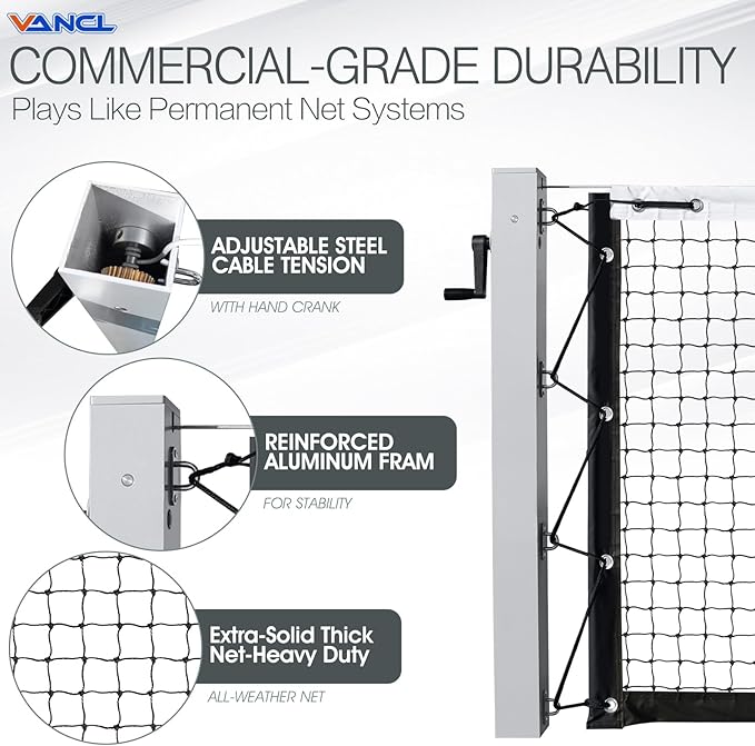 Pro Pickleball Net Portable with Wheels – 22ft Heavy Duty Pickleball Net System with Sturdy