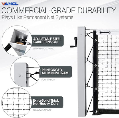 Pro Pickleball Net Portable with Wheels – 22ft Heavy Duty Pickleball Net System with Sturdy
