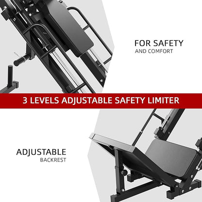 Leg Press Hack Squat Machine, Plate Loaded Adjustable Leg Press Machine, Hack Squat Machine with