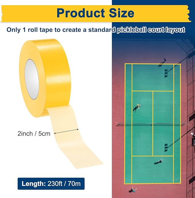 Pickleball Court Tape, Outdoor Pickleball Lines, No Residue Court Marking Kit for