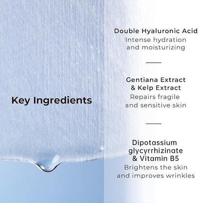 '+WIS+ Hyaluronic Acid Face Mask 24 EA with Hyaluronic Acid Serum and Vitamin B5, Hydrating Facial