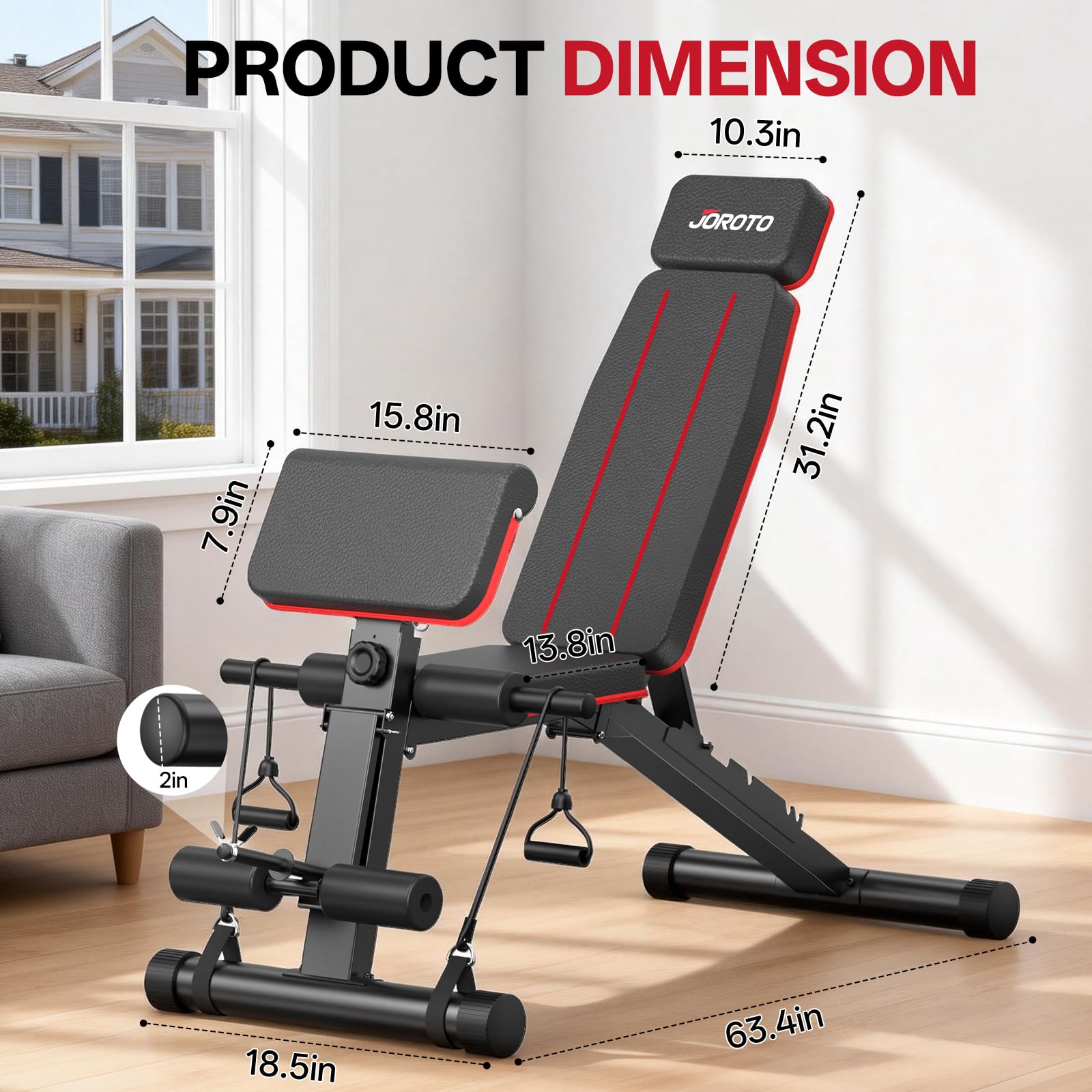 JOROTO Adjustable Weight Bench for Home Gym, 1000 LBS Foldable Incline Decline Flat Workout Bench