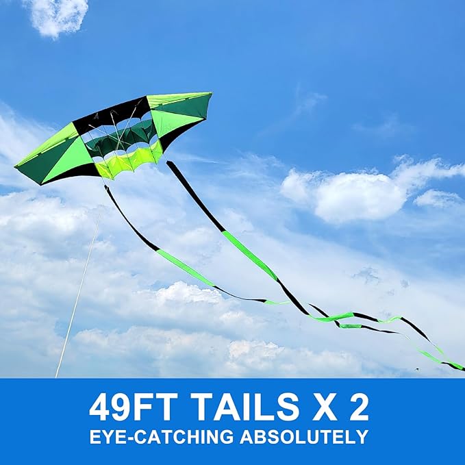 Beach Kites for Adults Large with Long Tail, 98 inches Super Easy Flyer 3D Rainbow Box Kites, Comes