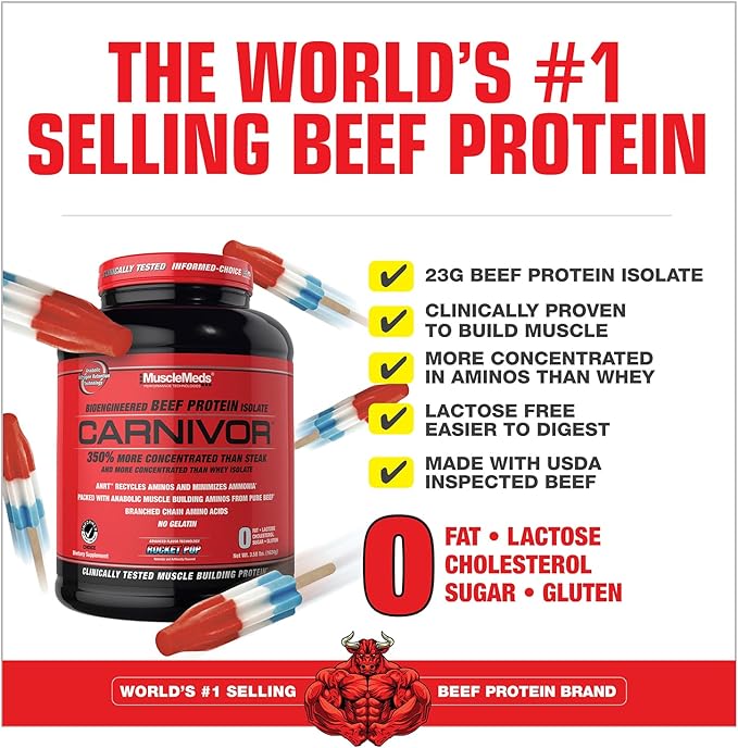 MuscleMeds CARNIVOR Beef Protein Isolate Powder, Muscle Building, Recovery, Lactose Free, Sugar