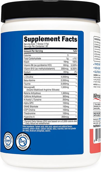 Nutricost Pre-Workout, Watermelon, 30 Servings, Vegetarian, Non-GMO and Gluten Free (Pre-X)