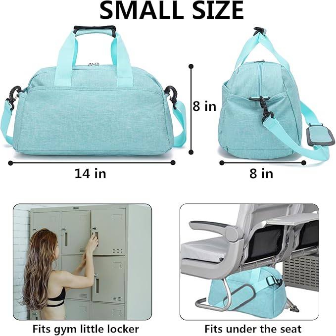 14 inch Small Gym Bag for Women & Men, Mini Duffel Bag for Travel Sports Lightweight Carry On Bag
