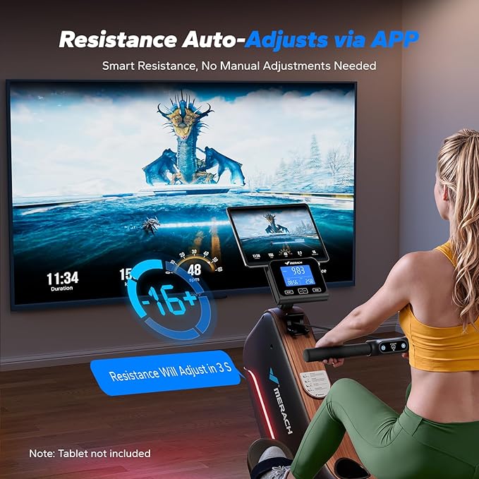 MERACH Rowing Machines for Home, Powerful Electromagnetic Row Machine with 51.2" Extended Rail