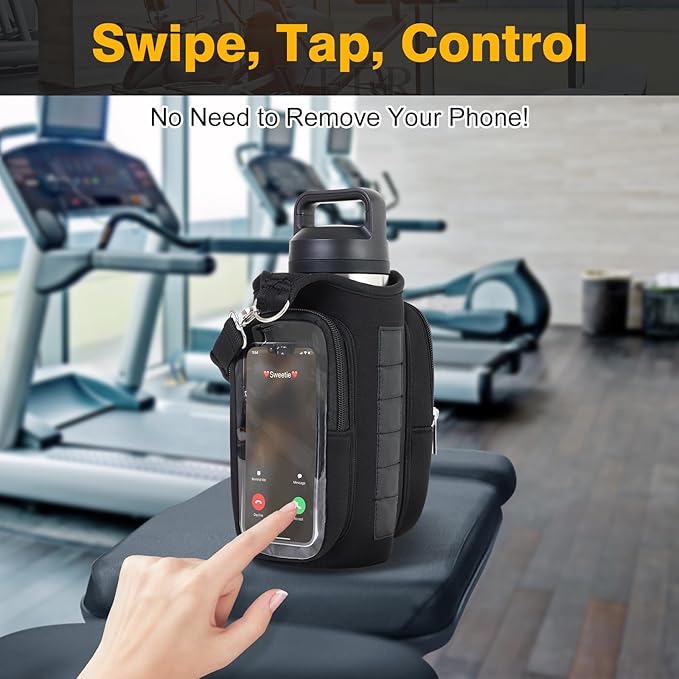 Magnetic Gym Bag for Men & Women - Water Bottle Holder, Crossbody Strap, Touchscreen Pocket &