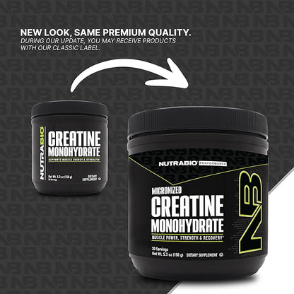 NutraBio Pure Micronized Creatine Monohydrate Powder Supplement, Unflavored, (150 g) - Supports