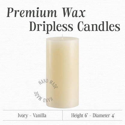 Mister Candle Dripless Vanilla Scented Ivory Pillar Candle Hand Made Vanilla Pillar Candles with
