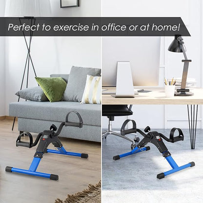 Folding Pedal Exerciser, Mini Under Desk Bike - Portable Foot Hand Cycle Peddler Machine Bicycle