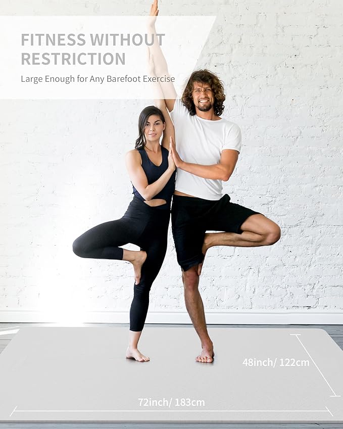 CAMBIVO Large Yoga Mat (6'x 4'), Extra Wide Workout Mat for Men and Women, Yoga Mat Thick 1/3 &1/4