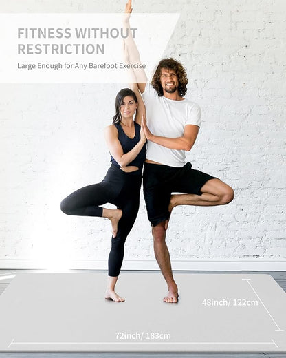 CAMBIVO Large Yoga Mat (6'x 4'), Extra Wide Workout Mat for Men and Women, Yoga Mat Thick 1/3 &1/4