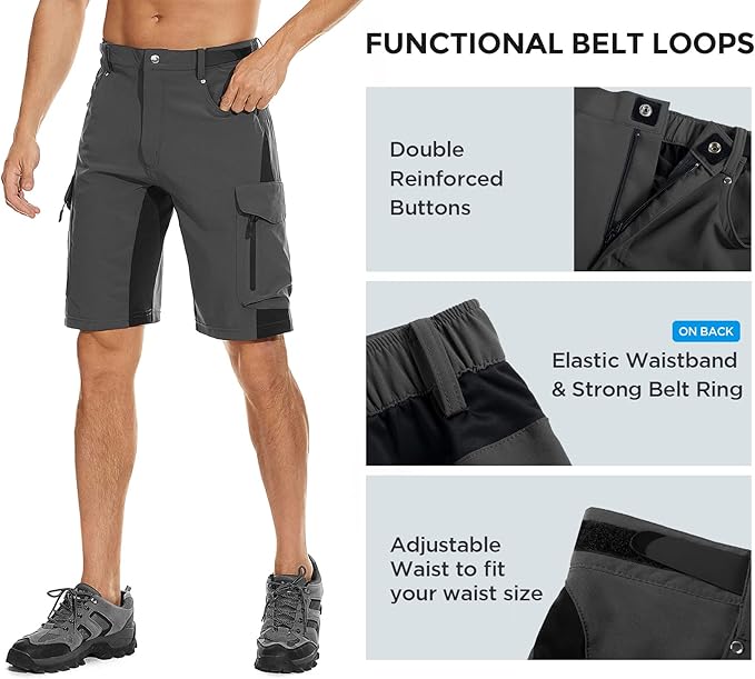 XKTTAC Men's Outdoor Quick Dry Lightweight Stretchy Shorts for Hiking, Tactical, Camping, Travel