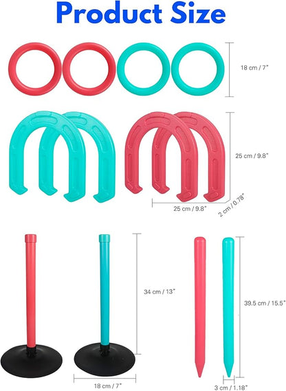 Giant Horseshoe Game Set for Adults and Family – 10" Oversized Lawn Toss Game with Jumbo