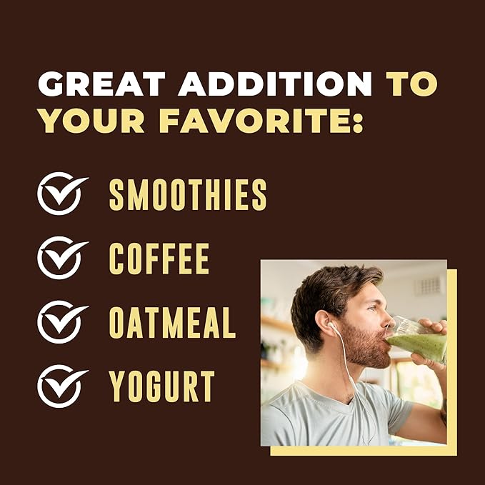 32oz Vanilla Bone Broth Protein Powder From Grass Fed Beef - Non-GMO Ingredients, Gut-Friendly, Low