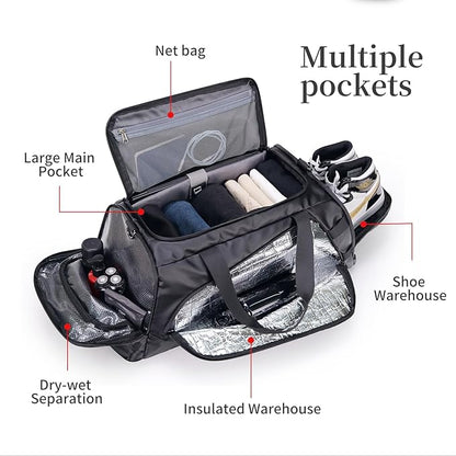 Duffle Bag for Travel, Carry on Gym Bag for Men, Waterproof Sport Bags with Shoe Compartment, 40L
