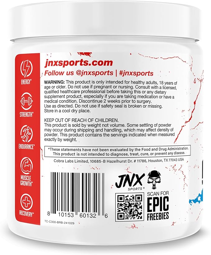 JNX SPORTS The Curse! Creatine Monohydrate Blue Raspberry 50 Servings | Pure Micronized Creatine 5g