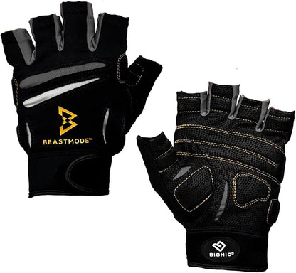 Bionic Men's Beastmode Half Finger Gym Workout Gloves