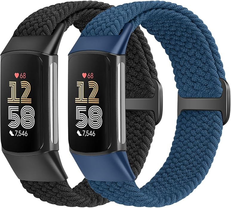 Elastic Braided Bands Compatible with Fitbit Charge 5/Fitbit Charge 6 for Women Men, Breathable
