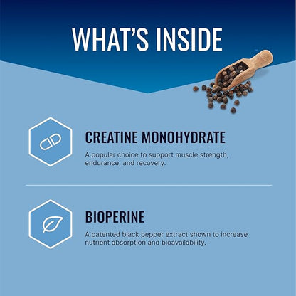 Approved Science Creatine Monohydrate Powder with BioPerine - Workout Support - 120 Servings - 5g