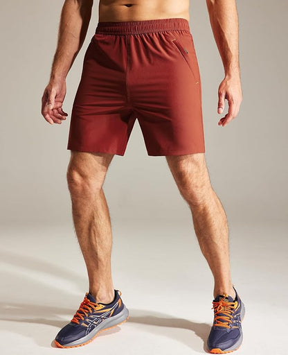 MIER Men's Quick Dry Running Shorts with Zipper Pocket, Elastic Waist Athletic Workout Exercise