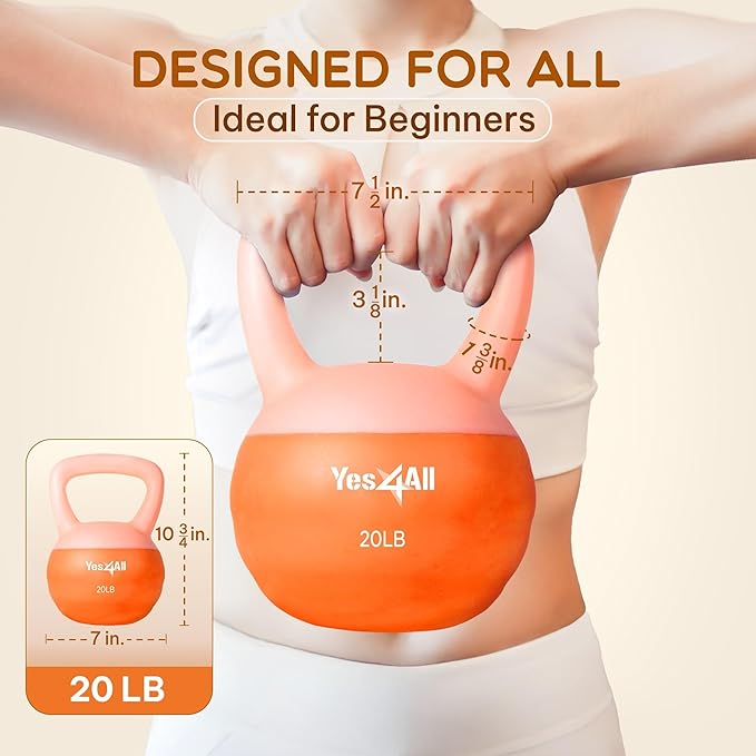 Yes4All Soft Kettlebell, PVC Kettlebells Exercise Weights & Color-Coded Strength Training