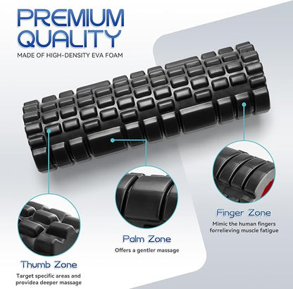 Foam Roller High Density Foam Roller Set for Deep Tissue Muscle Massage, 18" Trigger Point Fitness