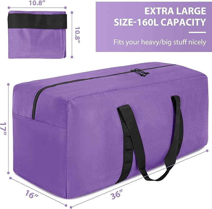 Extra Large Travel Duffle Bag, 160L Gear Bag for Men and Women, Storage Bag Ideal for Overnight