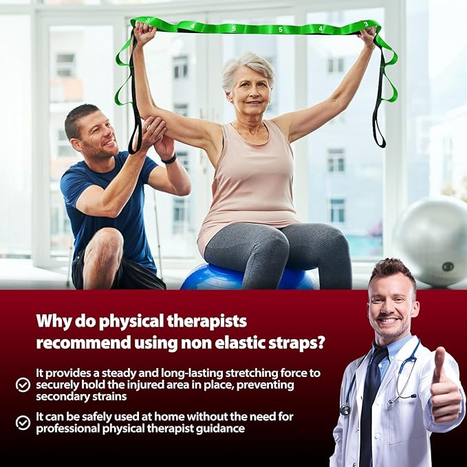 Stretching Strap with 10 Loops-Yoga Strap for Physical Therapy,Home Workout,Pilate & Flexibility