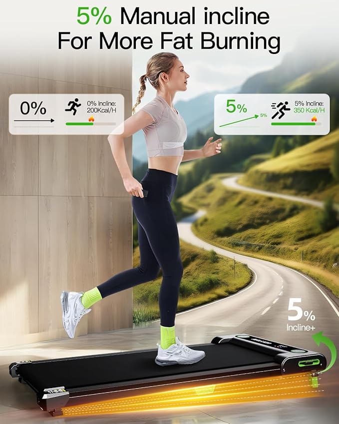 Walking Pad with Incline, Akluer Incline Treadmills for Home, 2.5 HP Under Desk Treadmill Small