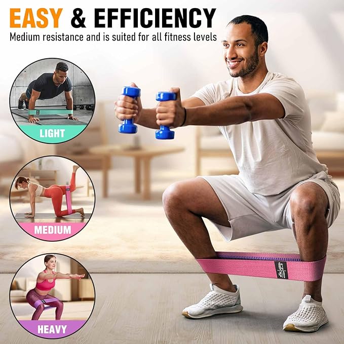 Fabric Resistance Bands for Working Out - Exercise Bands for Women and Men, Booty Bands for Legs