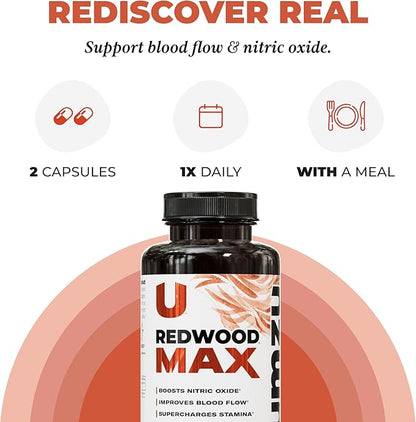 UMZU Redwood Max Nitric Oxide Booster, 1-Month Supply -Advanced Nitric Oxide Supplement with Fitnox