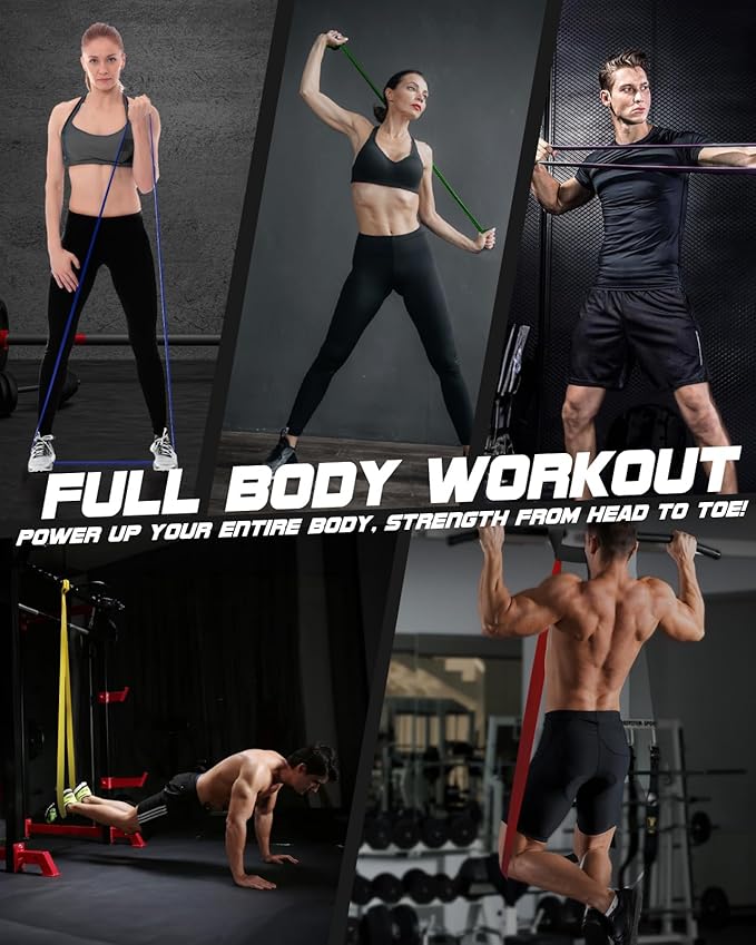 Resistance Bands Set - Pull Up Bands for Men Women, Exercise Bands Resistance with Door Anchor
