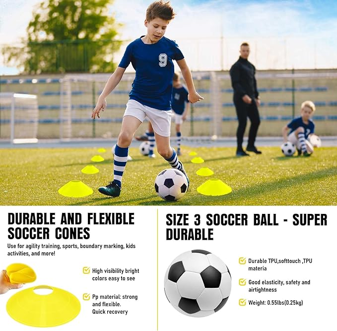 Soccer Goal, Kids Soccer Goals for Backyard Set, 2 Pack of Portable Pop Up Soccer Net with Soccer