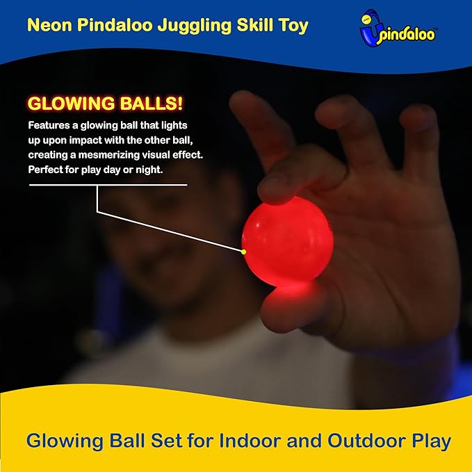 pindaloo Original Led Light Neon Skill Game with 2 Balls- Gifts for Kids and Adults Indoor &