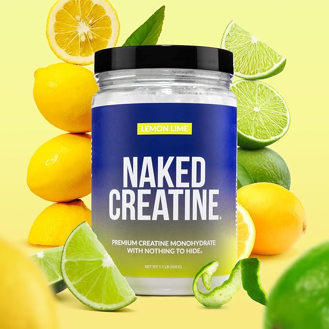 NAKED Pure Micronized Lemon Lime Creatine Monohydrate - 42 Servings - 500 Grams, 1.1Lb Bulk, Vegan