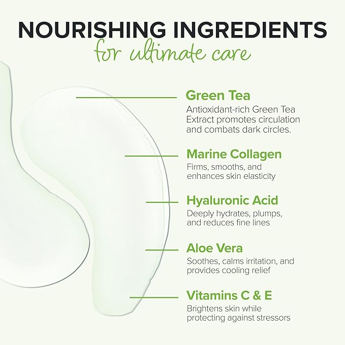 ToGoSpa Green Tea EYES, Dark Circle Warrior | Premium Clean Anti-Aging Gel Pads with Collagen
