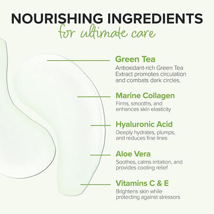 ToGoSpa Green Tea EYES, Dark Circle Warrior | Premium Clean Anti-Aging Gel Pads with Collagen