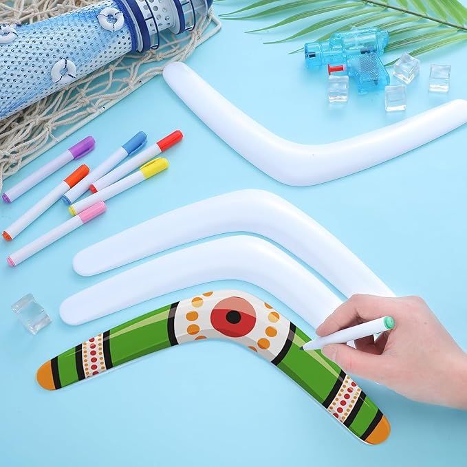24 Pcs Plastic Boomerangs Craft for Teens Color Your Own DIY V Shaped Returning Boomerangs with
