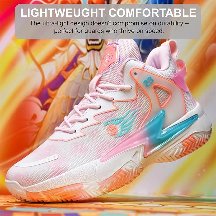 Moodeng Womens Basketball Shoes Breathable Non Slip Sports Shoes Fashion Running Sneakers
